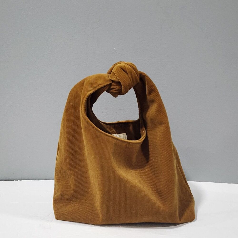 Merit Cosmetic Bag Signature Tie Top Camel Tan Corduroy Cottagecore Minimalist